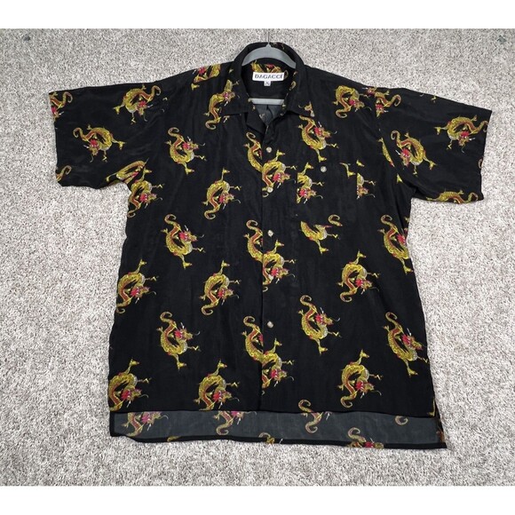 Dagacci Other - Dagacci Mens Shirt Size XL Black Dragons Print Button Up Short Sleeve